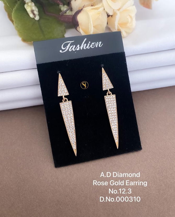 AD Diamond Rose Gold And Silver Fancy Earrings 2 Wholesalers In Delhi
